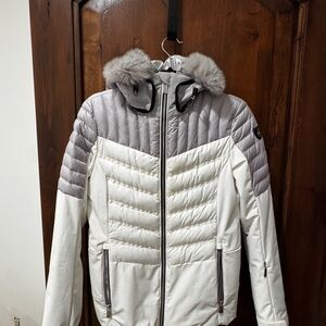 Women's White and Gray Ski Jacket